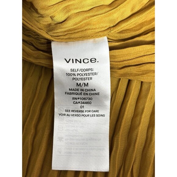 Vince Womens Mustard Yellow Pleated Tie Front Midi Skirt M - Picture 3 of 7